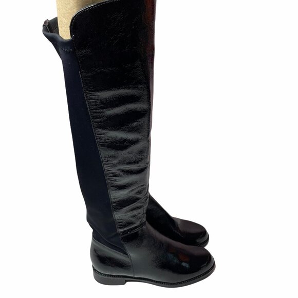 Aldo Byssa Over the Knee Boots Black Pull on Leather Stretch Back 6.5 - Picture 5 of 8